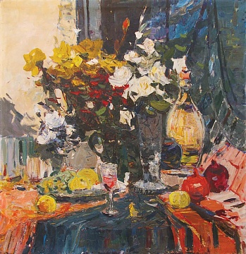 «Натюрморт з жовтими трояндами та гранатами», 1960-і