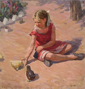 "Дівчина з курчатами", 1956