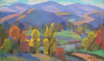 «Пейзаж з червоними та жовтими деревами», 1967