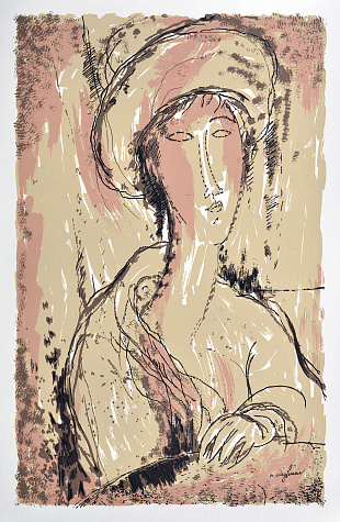 Літографія з картини «Жіночий портрет» А. Модильяні, 1980-і