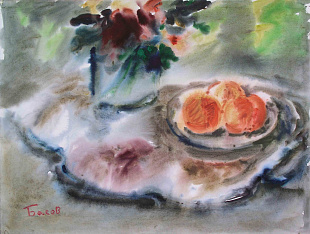 "Натюрморт с персиками", 1970-е гг.