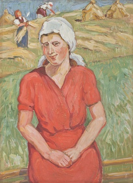 «Портрет жінки в червоній сукні», 1940-ті