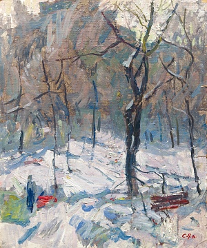 «Аллея зимой», 1996 (на обороте пейзаж)