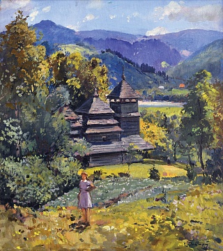 «Краєвид з дерев’яною церквою», 1950-і