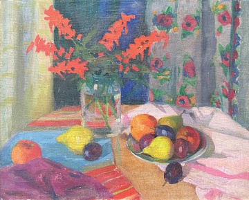 «Натюрморт із фруктами та квітами в банці», 1950-ті