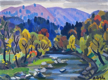 «Осінній пейзаж з гірською річкою», 1980-і